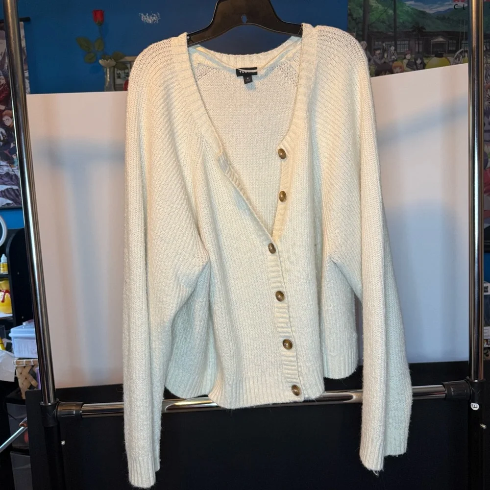 Torrid Cream Button-Up Cardigan Sweater Size 4 - Picture 3 of 7